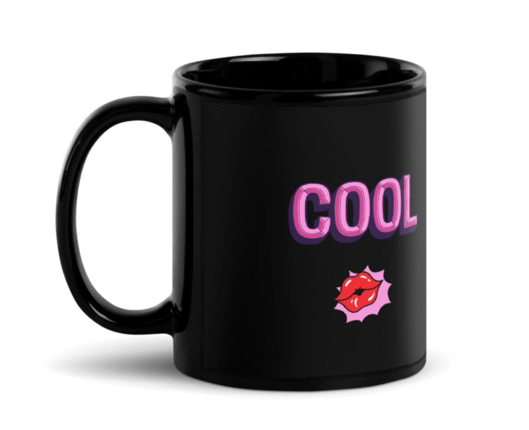 Pink Power Coffee Logo Black Mug