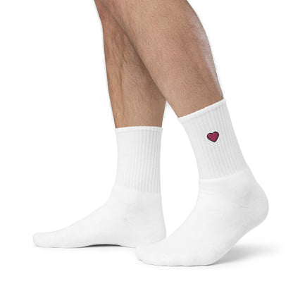 Pink Power Coffee Heart Embroidered socks
