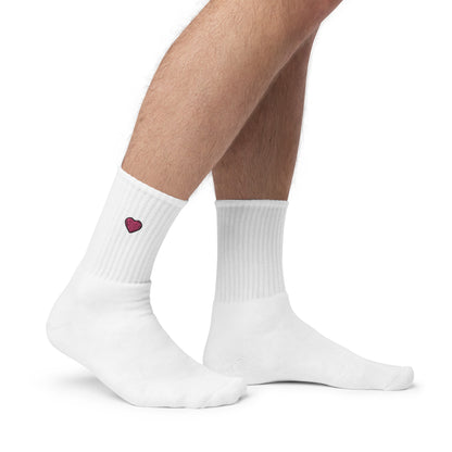 Pink Power Coffee Heart Embroidered socks